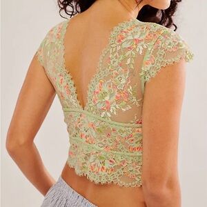 Free People Garden Party Lace Tee Size L